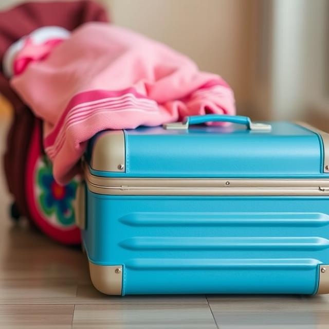 Suitcase packed and ready to go