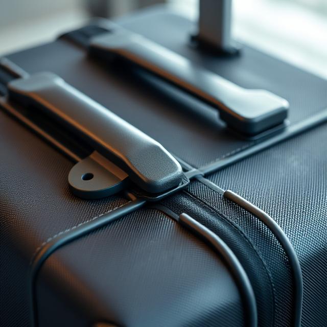 Close-up of suitcase handles